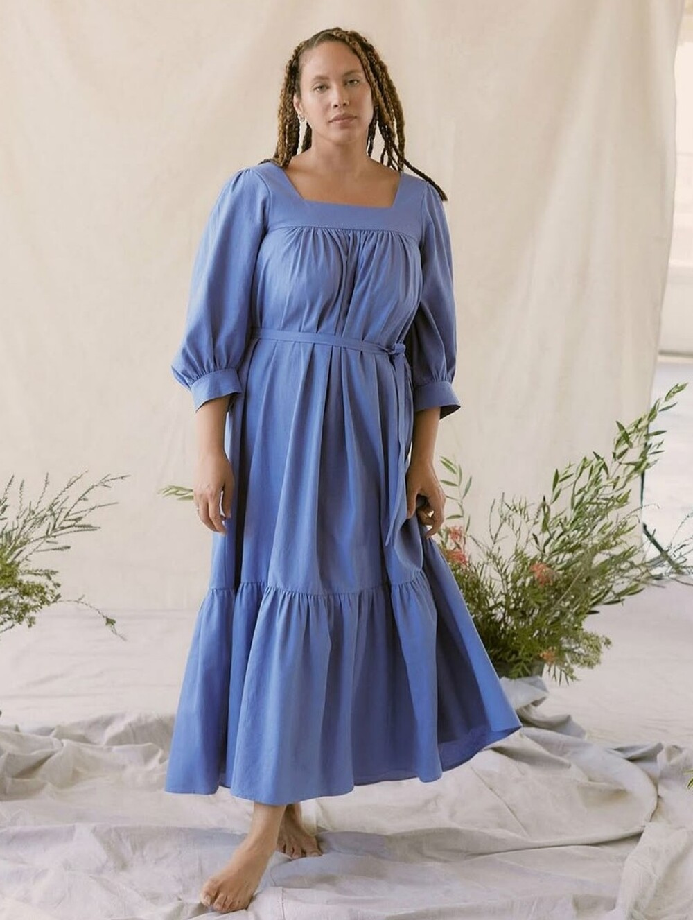 Christy Dawn Bianca Dress In "Cerulean Linen" , Size M